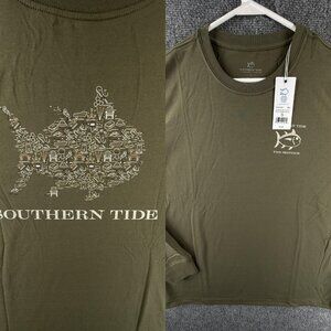 NWT Simply Southern Livin Lodge Skipjack T-shirt Men Small Green Long Sleeve